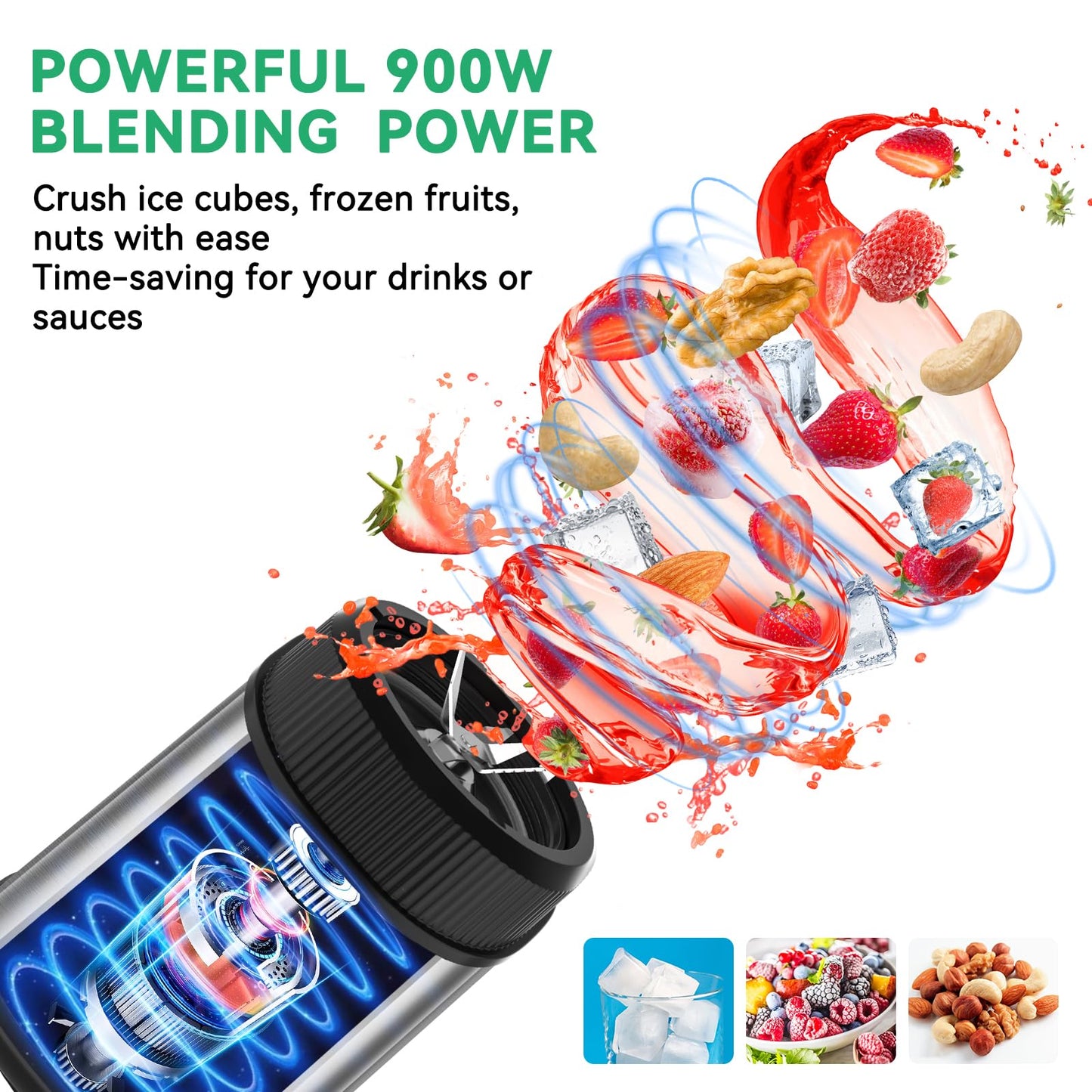Abuler BL311B Powerful 900W Blender for Shakes and Smoothies with To-Go Cups
