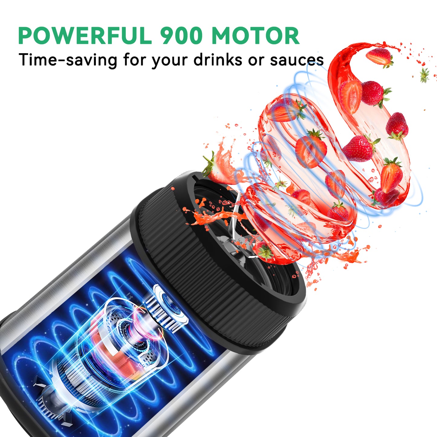 Abuler BL311B Powerful 900W Blender for Shakes and Smoothies with To-Go Cups