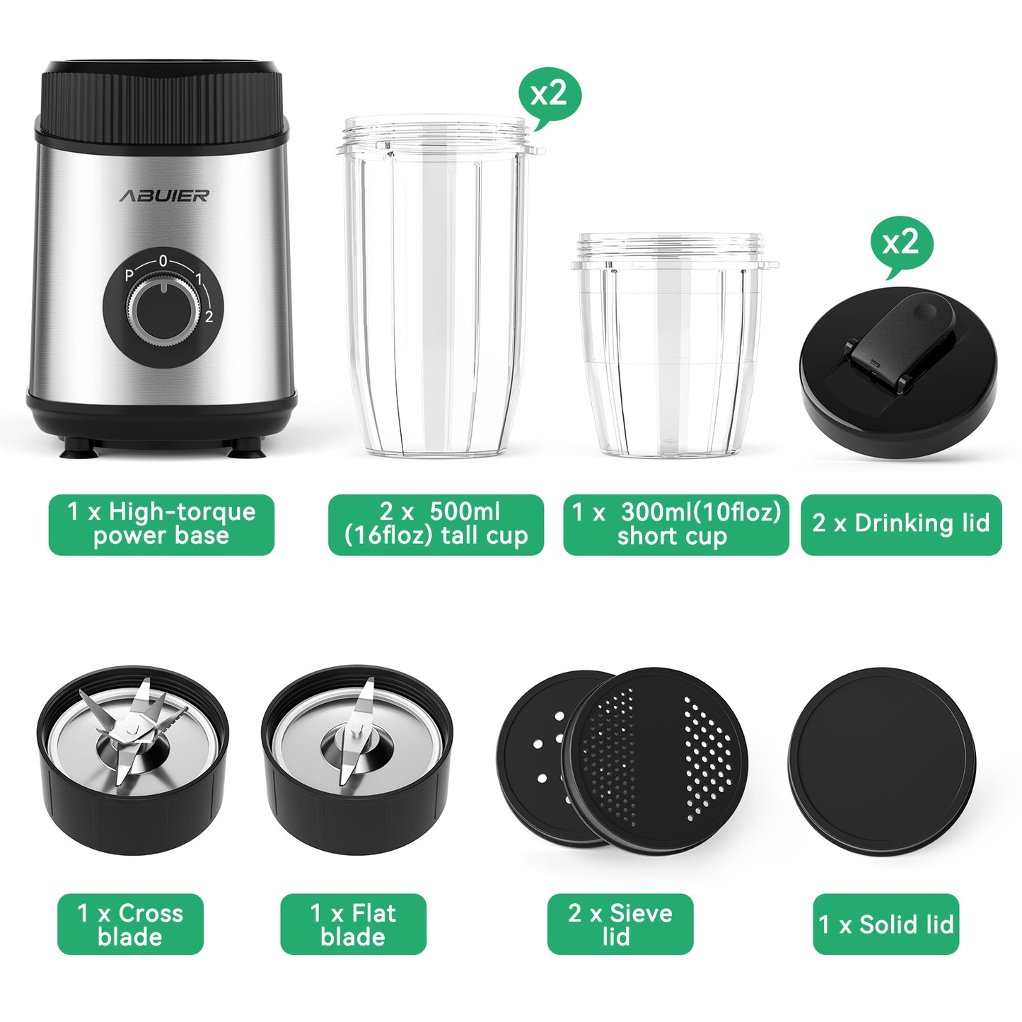 Abuler BL311B Powerful 900W Blender for Shakes and Smoothies with To-Go Cups
