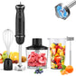 Abuler Handheld Immersion Blender 5 in 1 - 800W Hand Mixer Stick with 12 Speeds, Turbo Mode, and Stainless Steel Blades - Includes Mixing Beaker, Chopper, Whisk, and Milk Frother - Ideal for Soups, Smoothies, Baby Food, Sauces - Black