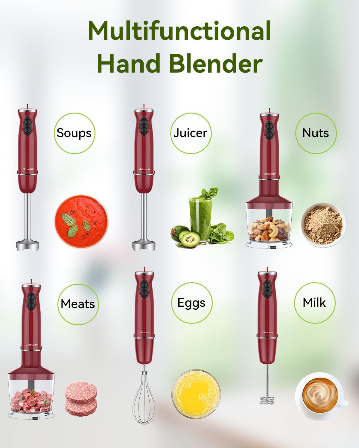 Abuler Immersion Hand Blender | Red