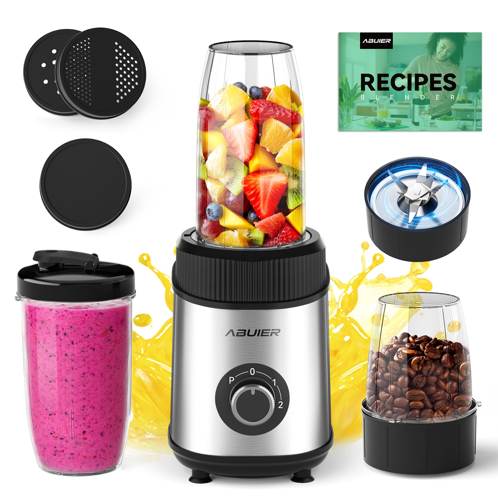 Abuler BL311B Powerful 900W Blender for Shakes and Smoothies with To-Go Cups