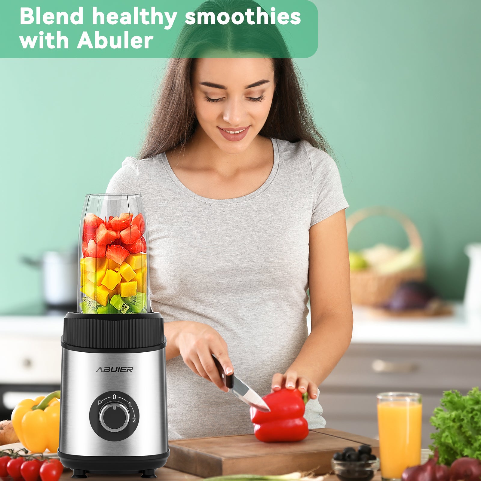 900W Smoothie Blender, Abuler Personal Blender for Shakes and Smoothies, 13  Pieces with 20 OZ *2 To-Go Cups, Portable Blenders for Kitchen Smoothie